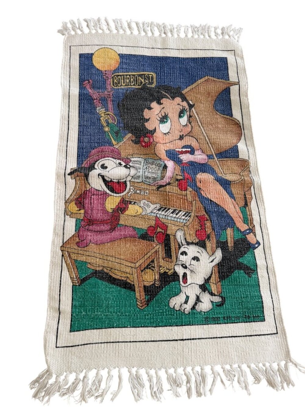 Vintage Rectangular Woven Betty Boop Rug Wall Hanging Multicolor Collectible - Picture 11 of 11